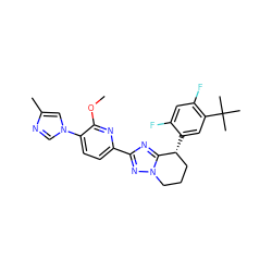 COc1nc(-c2nc3n(n2)CCC[C@H]3c2cc(C(C)(C)C)c(F)cc2F)ccc1-n1cnc(C)c1 ZINC000149048317