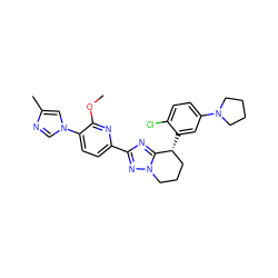 COc1nc(-c2nc3n(n2)CCC[C@H]3c2cc(N3CCCC3)ccc2Cl)ccc1-n1cnc(C)c1 ZINC000149115405