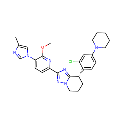 COc1nc(-c2nc3n(n2)CCC[C@H]3c2ccc(N3CCCCC3)cc2Cl)ccc1-n1cnc(C)c1 ZINC000149083471