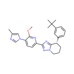 COc1nc(-c2nc3n(n2)CCC[C@H]3c2cccc(C(C)(C)C)c2)ccc1-n1cnc(C)c1 ZINC000149035146