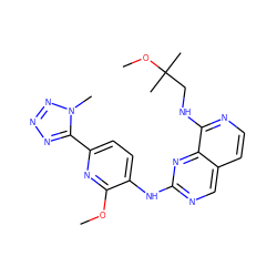 COc1nc(-c2nnnn2C)ccc1Nc1ncc2ccnc(NCC(C)(C)OC)c2n1 ZINC000207623431