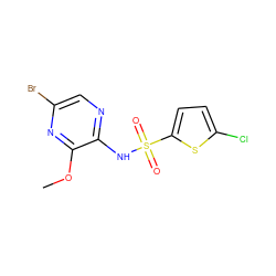 COc1nc(Br)cnc1NS(=O)(=O)c1ccc(Cl)s1 ZINC000038388584