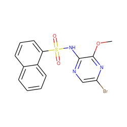 COc1nc(Br)cnc1NS(=O)(=O)c1cccc2ccccc12 ZINC000013761377