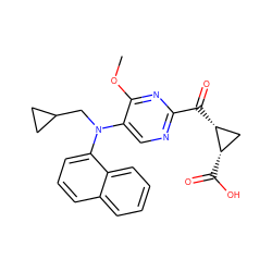 COc1nc(C(=O)[C@@H]2C[C@@H]2C(=O)O)ncc1N(CC1CC1)c1cccc2ccccc12 ZINC001772616348