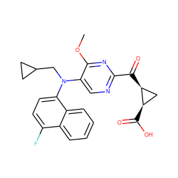 COc1nc(C(=O)[C@H]2C[C@H]2C(=O)O)ncc1N(CC1CC1)c1ccc(F)c2ccccc12 ZINC001772573056