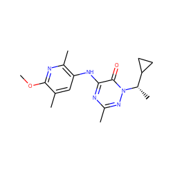 COc1nc(C)c(Nc2nc(C)nn([C@@H](C)C3CC3)c2=O)cc1C ZINC000049037136