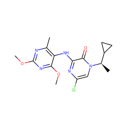 COc1nc(C)c(Nc2nc(Cl)cn([C@H](C)C3CC3)c2=O)c(OC)n1 ZINC000049538467