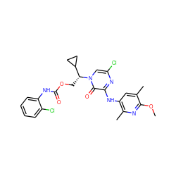 COc1nc(C)c(Nc2nc(Cl)cn([C@H](COC(=O)Nc3ccccc3Cl)C3CC3)c2=O)cc1C ZINC000117113968