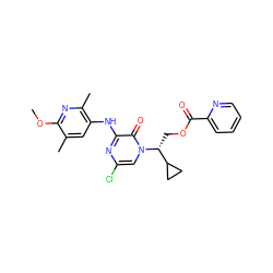 COc1nc(C)c(Nc2nc(Cl)cn([C@H](COC(=O)c3ccccn3)C3CC3)c2=O)cc1C ZINC000653851983