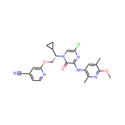 COc1nc(C)c(Nc2nc(Cl)cn([C@H](COc3cc(C#N)ccn3)C3CC3)c2=O)cc1C ZINC000653851658