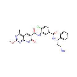 COc1nc(C)c2cc(C(=O)Nc3cc(C(=O)N[C@@H](CCN)c4ccccc4)ccc3Cl)c(=O)[nH]c2n1 ZINC000103250278