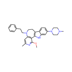 COc1nc(C)cc2c1-c1[nH]c3cc(N4CCN(C)CC4)ccc3c1CCN2CCc1ccccc1 ZINC000043123324