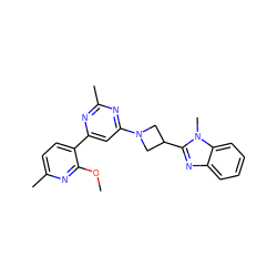 COc1nc(C)ccc1-c1cc(N2CC(c3nc4ccccc4n3C)C2)nc(C)n1 ZINC000143100529