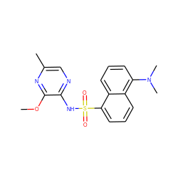 COc1nc(C)cnc1NS(=O)(=O)c1cccc2c(N(C)C)cccc12 ZINC000013761373