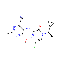 COc1nc(C)nc(C#N)c1Nc1nc(Cl)cn([C@H](C)C2CC2)c1=O ZINC000049070595