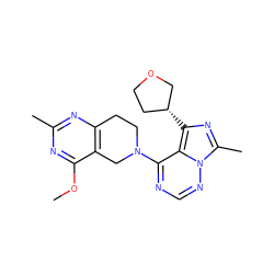 COc1nc(C)nc2c1CN(c1ncnn3c(C)nc([C@@H]4CCOC4)c13)CC2 ZINC000169711668