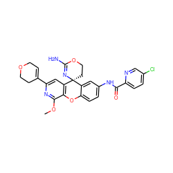 COc1nc(C2=CCOCC2)cc2c1Oc1ccc(NC(=O)c3ccc(Cl)cn3)cc1[C@@]21CCOC(N)=N1 ZINC000222051562