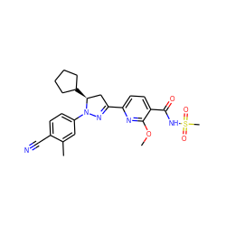 COc1nc(C2=NN(c3ccc(C#N)c(C)c3)[C@@H](C3CCCC3)C2)ccc1C(=O)NS(C)(=O)=O ZINC000068247330