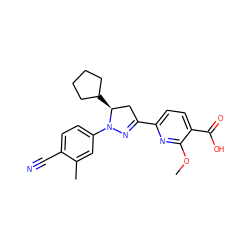 COc1nc(C2=NN(c3ccc(C#N)c(C)c3)[C@@H](C3CCCC3)C2)ccc1C(=O)O ZINC000113797727