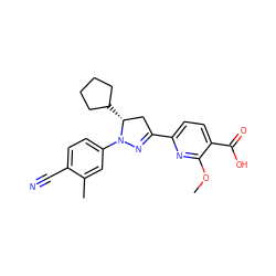 COc1nc(C2=NN(c3ccc(C#N)c(C)c3)[C@H](C3CCCC3)C2)ccc1C(=O)O ZINC000113797725