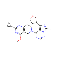 COc1nc(C2CC2)nc2c1CN(c1ncnn3c(C)nc([C@@H]4CCOC4)c13)CC2 ZINC000169711670