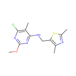 COc1nc(Cl)c(C)c(NCc2sc(C)nc2C)n1 ZINC000218005527