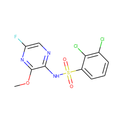 COc1nc(F)cnc1NS(=O)(=O)c1cccc(Cl)c1Cl ZINC000043170235