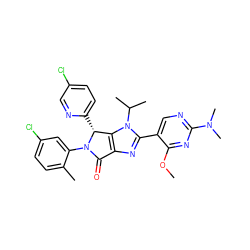 COc1nc(N(C)C)ncc1-c1nc2c(n1C(C)C)[C@@H](c1ccc(Cl)cn1)N(c1cc(Cl)ccc1C)C2=O ZINC000169705781
