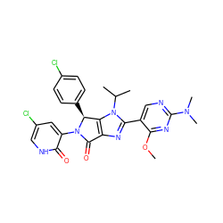 COc1nc(N(C)C)ncc1-c1nc2c(n1C(C)C)[C@H](c1ccc(Cl)cc1)N(c1cc(Cl)c[nH]c1=O)C2=O ZINC000169705654