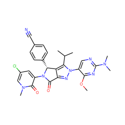 COc1nc(N(C)C)ncc1-n1nc2c(c1C(C)C)[C@@H](c1ccc(C#N)cc1)N(c1cc(Cl)cn(C)c1=O)C2=O ZINC000224065519
