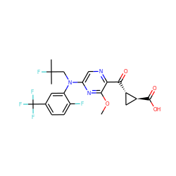 COc1nc(N(CC(C)(C)F)c2cc(C(F)(F)F)ccc2F)cnc1C(=O)[C@H]1C[C@@H]1C(=O)O ZINC001772595575