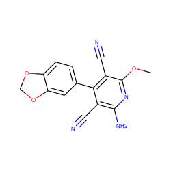 COc1nc(N)c(C#N)c(-c2ccc3c(c2)OCO3)c1C#N ZINC000019300843