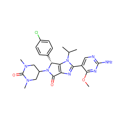 COc1nc(N)ncc1-c1nc2c(n1C(C)C)[C@@H](c1ccc(Cl)cc1)N(C1CN(C)C(=O)N(C)C1)C2=O ZINC000169705601