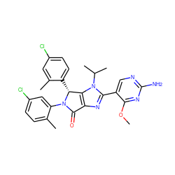 COc1nc(N)ncc1-c1nc2c(n1C(C)C)[C@@H](c1ccc(Cl)cc1C)N(c1cc(Cl)ccc1C)C2=O ZINC000169705453