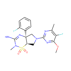 COc1nc(N2C[C@@H]3[C@](c4ccccc4F)(C2)N=C(N)N(C)S3(=O)=O)nc(C)c1F ZINC000205386211