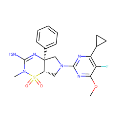 COc1nc(N2C[C@H]3[C@](c4ccccc4)(C2)N=C(N)N(C)S3(=O)=O)nc(C2CC2)c1F ZINC000219512863