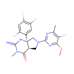 COc1nc(N2C[C@H]3C(=O)N(C)C(=N)N[C@@]3(c3cc(F)c(F)cc3F)C2)nc(C)c1F ZINC000068153044