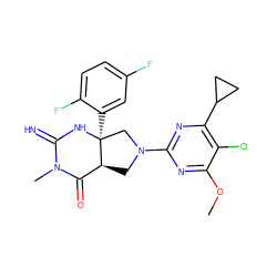 COc1nc(N2C[C@H]3C(=O)N(C)C(=N)N[C@@]3(c3cc(F)ccc3F)C2)nc(C2CC2)c1Cl ZINC000096173874