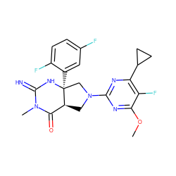 COc1nc(N2C[C@H]3C(=O)N(C)C(=N)N[C@@]3(c3cc(F)ccc3F)C2)nc(C2CC2)c1F ZINC000096173873