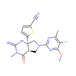 COc1nc(N2C[C@H]3C(=O)N(C)C(=N)N[C@@]3(c3ccc(C#N)s3)C2)nc(C)c1F ZINC000068153020