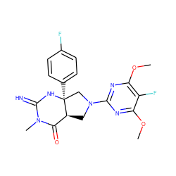 COc1nc(N2C[C@H]3C(=O)N(C)C(=N)N[C@@]3(c3ccc(F)cc3)C2)nc(OC)c1F ZINC000096173866