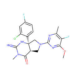 COc1nc(N2C[C@H]3C(=O)N(C)C(=N)N[C@@]3(c3ccc(F)cc3Cl)C2)nc(C)c1F ZINC000068153046