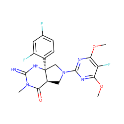 COc1nc(N2C[C@H]3C(=O)N(C)C(=N)N[C@@]3(c3ccc(F)cc3F)C2)nc(OC)c1F ZINC000068153039