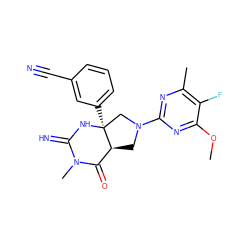 COc1nc(N2C[C@H]3C(=O)N(C)C(=N)N[C@@]3(c3cccc(C#N)c3)C2)nc(C)c1F ZINC000096173875