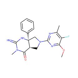 COc1nc(N2C[C@H]3C(=O)N(C)C(=N)N[C@@]3(c3ccccc3)C2)nc(C)c1F ZINC000096173853