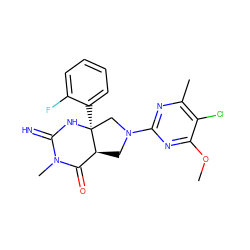 COc1nc(N2C[C@H]3C(=O)N(C)C(=N)N[C@@]3(c3ccccc3F)C2)nc(C)c1Cl ZINC000096173858