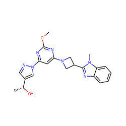 COc1nc(N2CC(c3nc4ccccc4n3C)C2)cc(-n2cc([C@@H](C)O)cn2)n1 ZINC000141747960