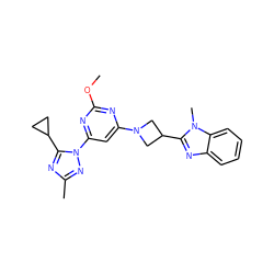 COc1nc(N2CC(c3nc4ccccc4n3C)C2)cc(-n2nc(C)nc2C2CC2)n1 ZINC000143100096