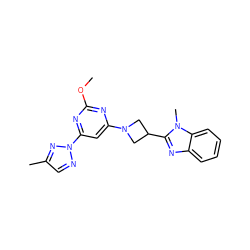 COc1nc(N2CC(c3nc4ccccc4n3C)C2)cc(-n2ncc(C)n2)n1 ZINC000205316016