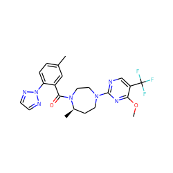 COc1nc(N2CC[C@@H](C)N(C(=O)c3cc(C)ccc3-n3nccn3)CC2)ncc1C(F)(F)F ZINC000116777586